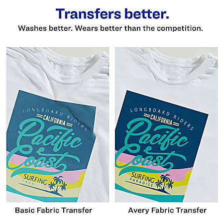 Avery Inkjet Printer T Shirt Transfer Paper 3275 Letter Size 8 12 x 11 Pack  Of 12 - Office Depot